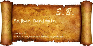 Sajben Benjámin névjegykártya